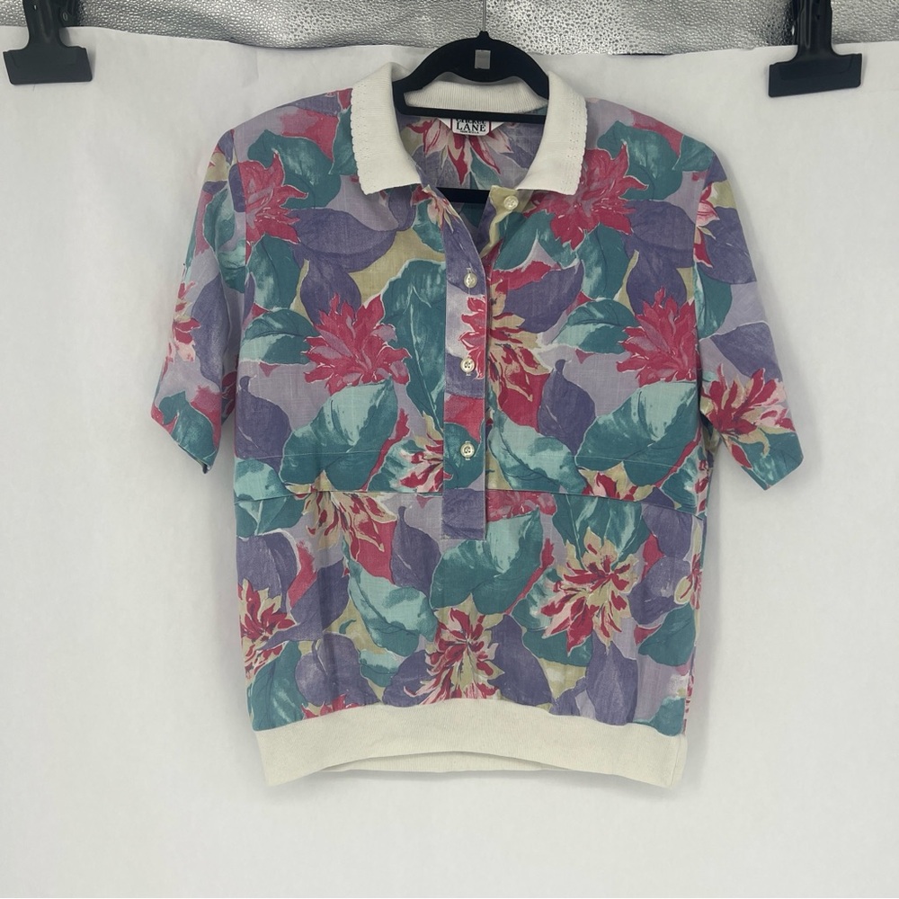 Vintage Cricket Lane USA Floral Short Sleeve Top